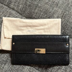 Jimmy Choo Black Evening Clutch with Gold Detail